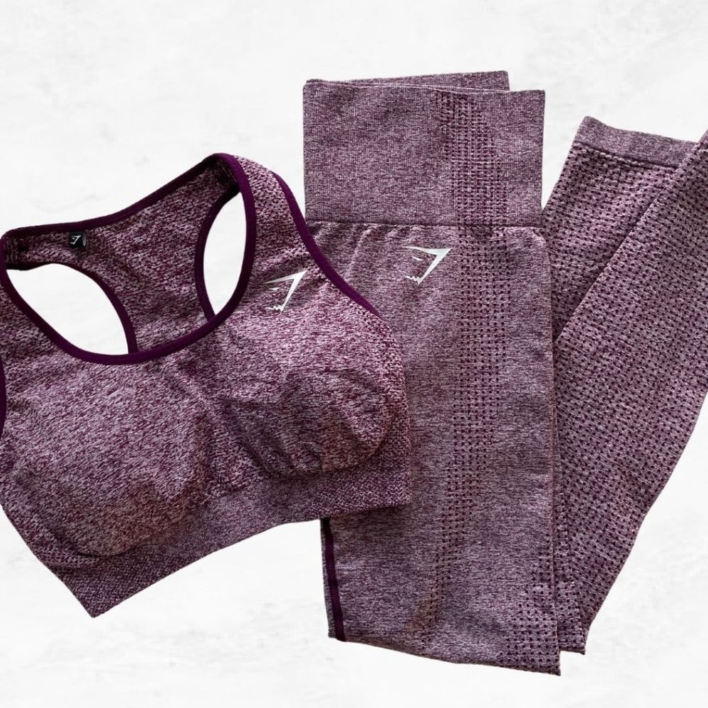 Gymshark Seamless Leggings & Sports Bra Set - Plum